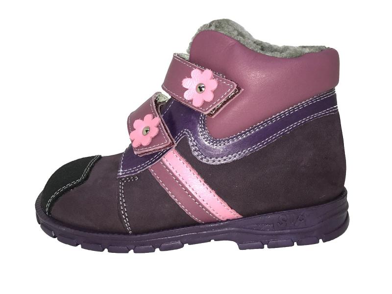 Supykids MAXI dětská obuv se suchým zipem a kožešinou fialová mix 25-30